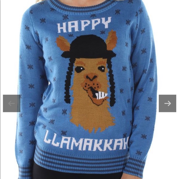 Tipsy Elves Happy Llamakkah Hanukkah Sweater - Picture 1 of 7